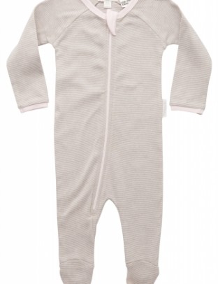 organic zip onesie pink mini-stripe