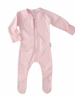 Purebaby long sleeve bodysuit pink spot