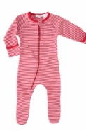 Purebaby zip growsuit red stripe