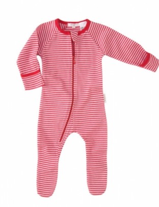 Purebaby zip growsuit red stripe