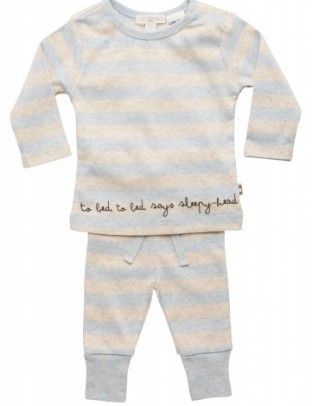 Baby Boys Organic Winter Pyjamas - sky sleep stripe